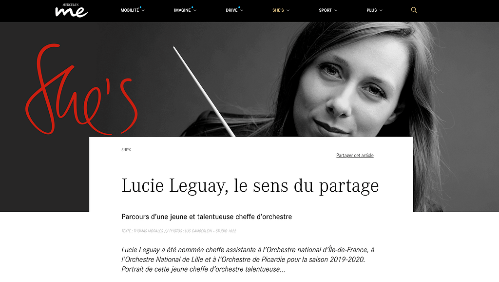 Portrait de Lucie Leguay par le photographe Luc Camberlein, pour le magazine Mercedes