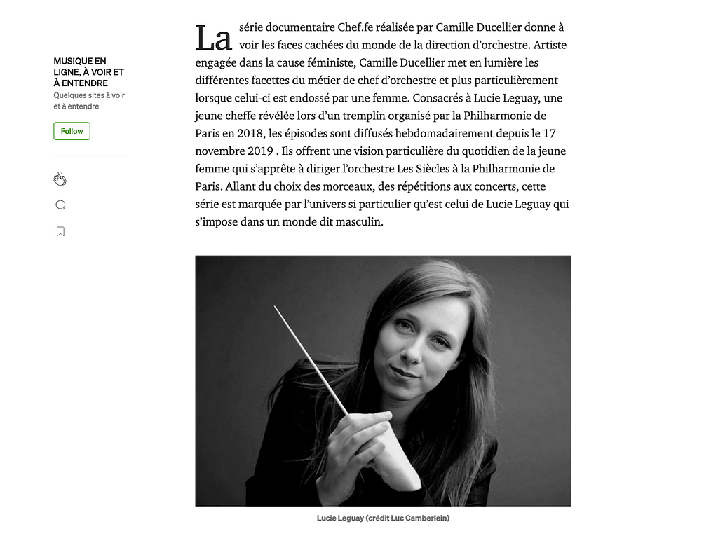 Portrait de Lucie Leguay par le photographe Luc Camberlein, paru dans la série documentaire Chef.fe